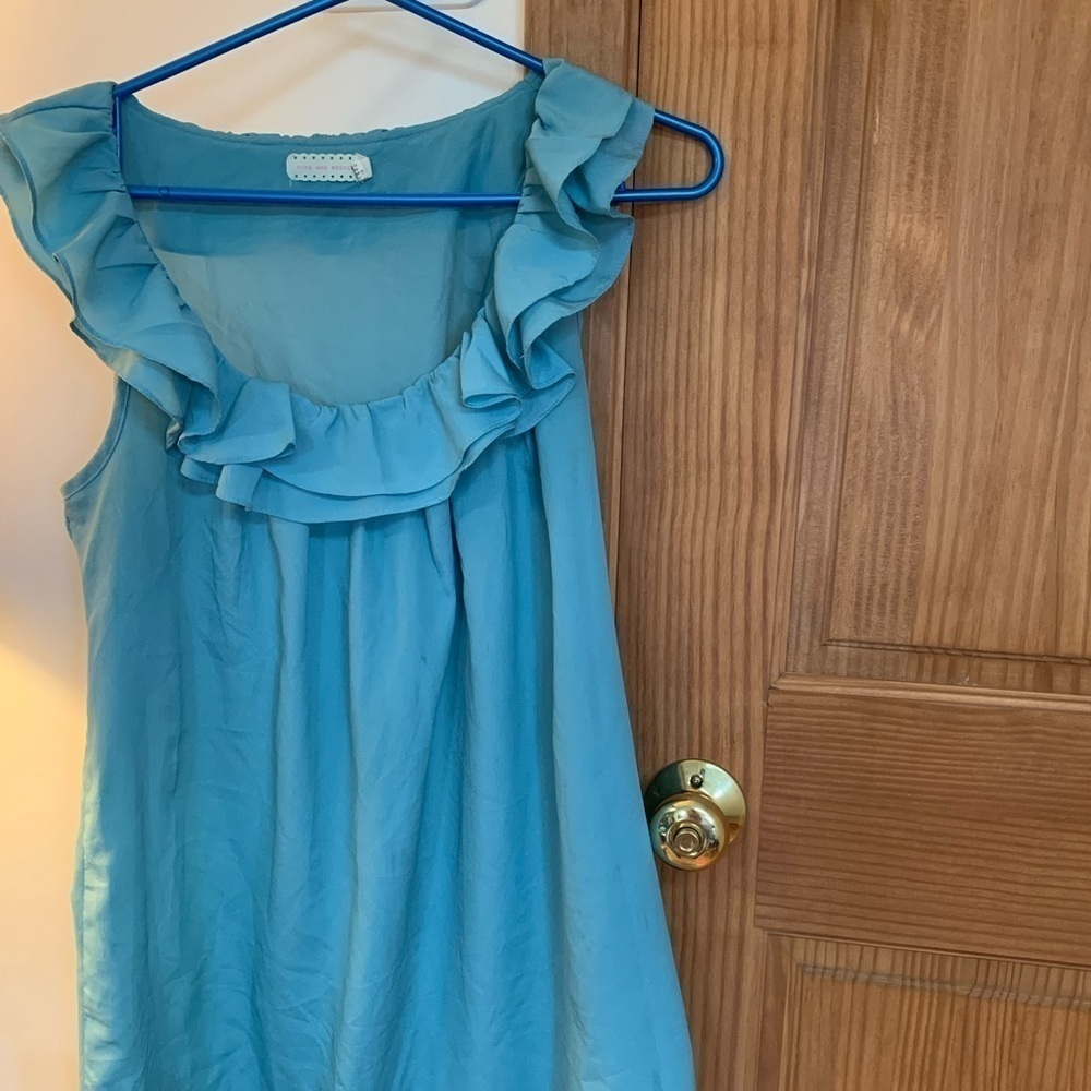 PINS & NEEDLES sheer shift dress medium ruffle neckline